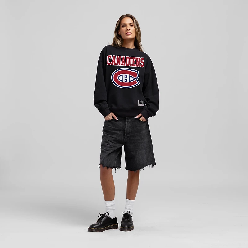 Sweat-shirt oversize noir Mitchell & Ness pour femmes, motif Canadiens de Montréal