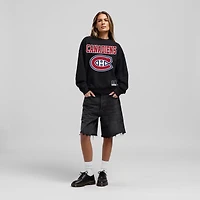 Sweat-shirt oversize noir Mitchell & Ness pour femmes, motif Canadiens de Montréal