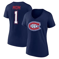 T-shirt à col en V bleu marine pour femmes des Canadiens de Montréal, spécial fête mères