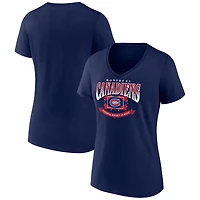 T-shirt à col en V bleu marine des Canadiens de Montréal pour femmes