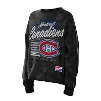 Sweat-shirt court à manches dolman et imprimé minéral des Canadiens de Montréal New Era pour femme, noir