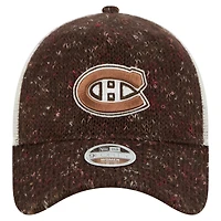 Women's New Era  Dark Brown Montreal Canadiens 9FORTY A-Frame Knit Trucker Adjustable Hat