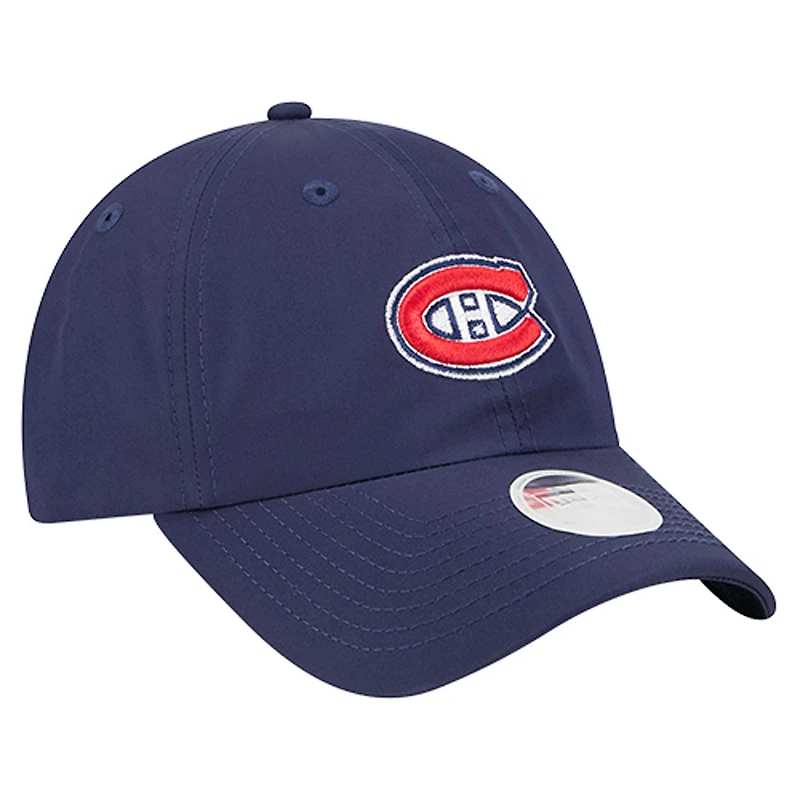 Women's New Era  Navy Montreal Canadiens Ponytail 9FORTY Adjustable Hat