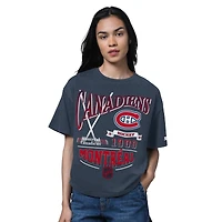 T-shirt boxy bleu marine chiné pour femme, modèle Starter, du Temple de la renommée des Canadiens Montréal