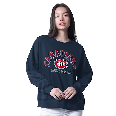 Women's Starter Navy Montreal Canadiens Feud Fleece Sweatshirt