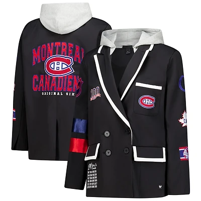 Women's The Wild Collective Black Montreal Canadiens Original 6 Hooded Blazer