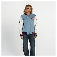 Women's The Wild Collective  Montreal Canadiens Denim Full-Snap Varsity Jacket