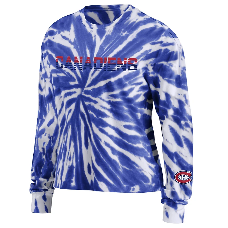 Women's WEAR by Erin Andrews Blue Montreal Canadiens Tie-Dye - Long Sleeve T-Shirt