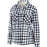 Women's WEAR by Erin Andrews Oatmeal Montreal Canadiens Plaid Button-Up - Shirt Jacket
