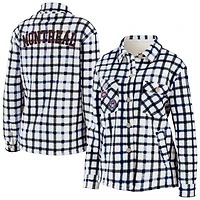 Women's WEAR by Erin Andrews Oatmeal Montreal Canadiens Plaid Button-Up - Shirt Jacket