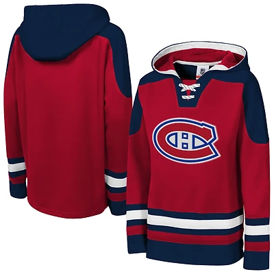 Sweat à capuche lacets et col en V intemporel des Canadiens de Montréal pour jeunes Outerstuff rouge
