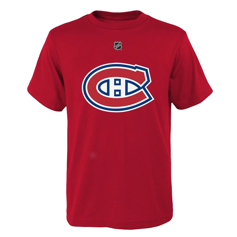 T-shirt avec nom et numéro des Canadiens de Montréal Cole Caufield pour jeunes
