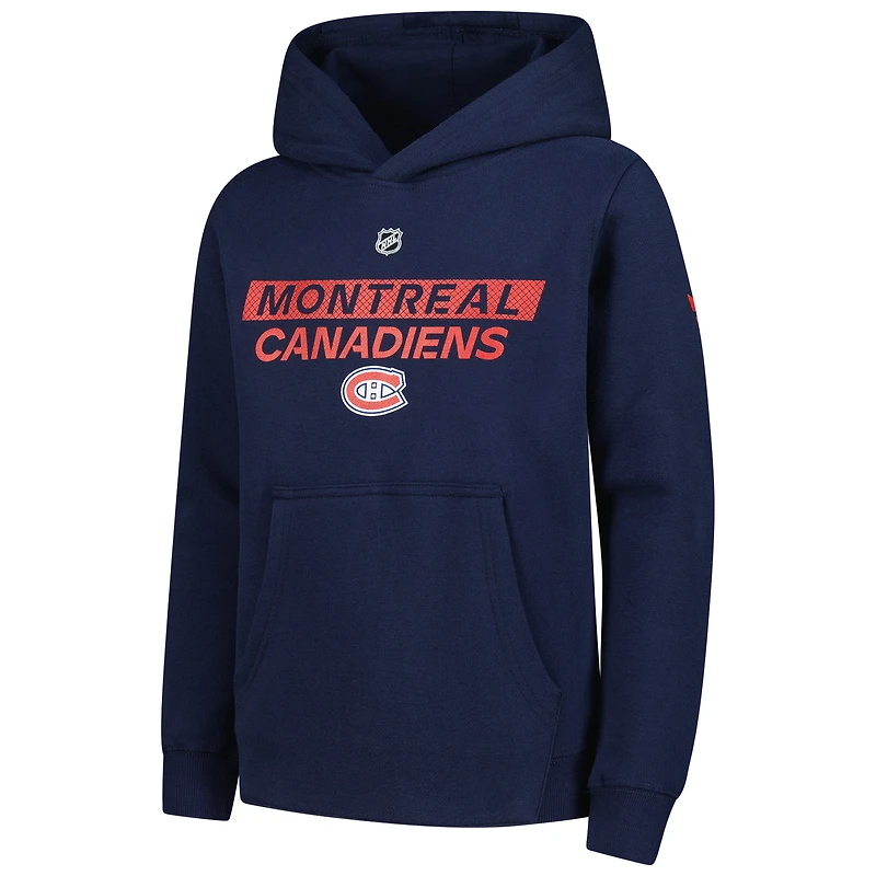 Youth Navy Montreal Canadiens Authentic Pro Wordmark Fleece Pullover Hoodie