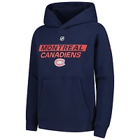 Youth Navy Montreal Canadiens Authentic Pro Wordmark Fleece Pullover Hoodie