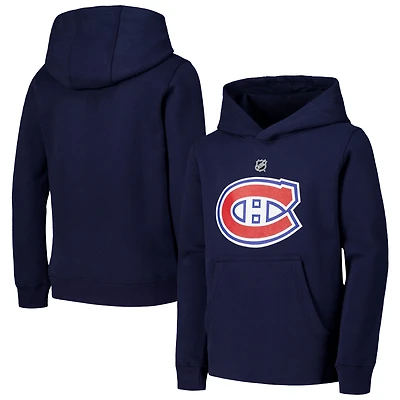 Chandail à capuchon avec logo principal des Canadiens de Montréal bleu marine pour jeunes
