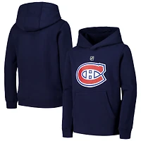Chandail à capuchon avec logo principal des Canadiens de Montréal bleu marine pour jeunes