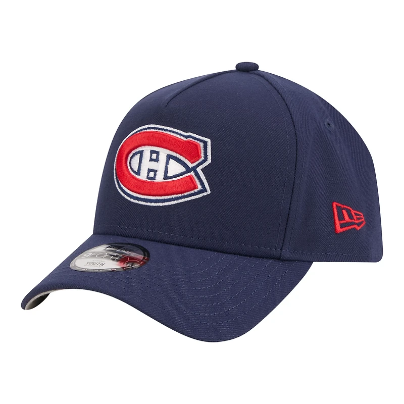 Casquette ajustable New Era bleu marine des Canadiens de Montréal 9FORTY pour jeunes