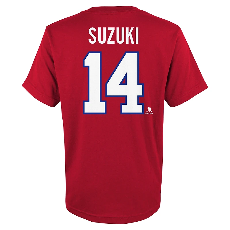 Youth Nick Suzuki Red Montreal Canadiens Captain Name & Number T-Shirt
