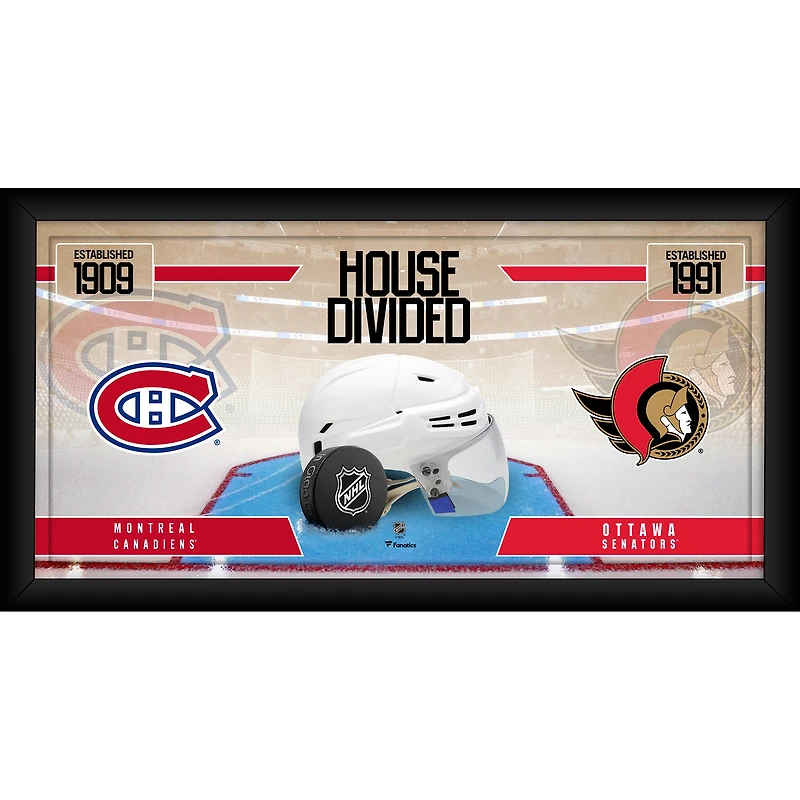 Collage de hockey encadré de 10" x 20" des Canadiens de Montréal contre les Sénateurs d'Ottawa