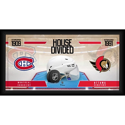 Collage de hockey encadré de 10" x 20" des Canadiens de Montréal contre les Sénateurs d'Ottawa