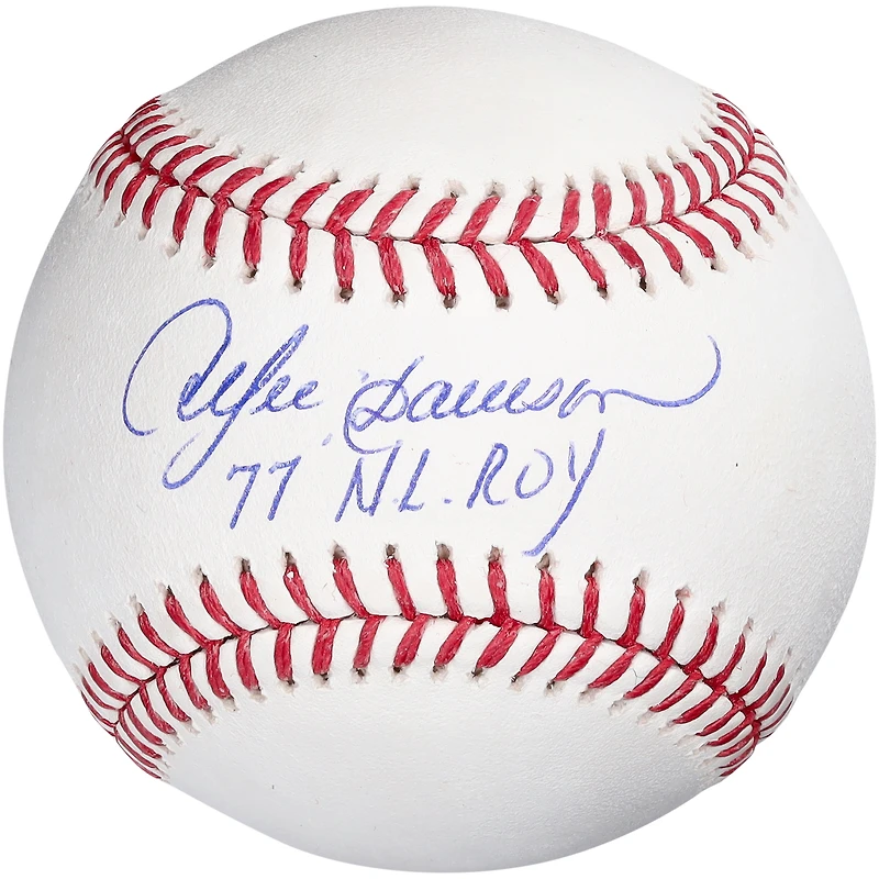 Ballon de baseball autographié par André Dawson avec l'inscription « 77 NL ROY »