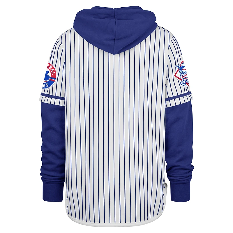 Sweat à capuche blanc double en-tête et fines rayures des Expos de Montréal '47 pour hommes, collection Cooperstown