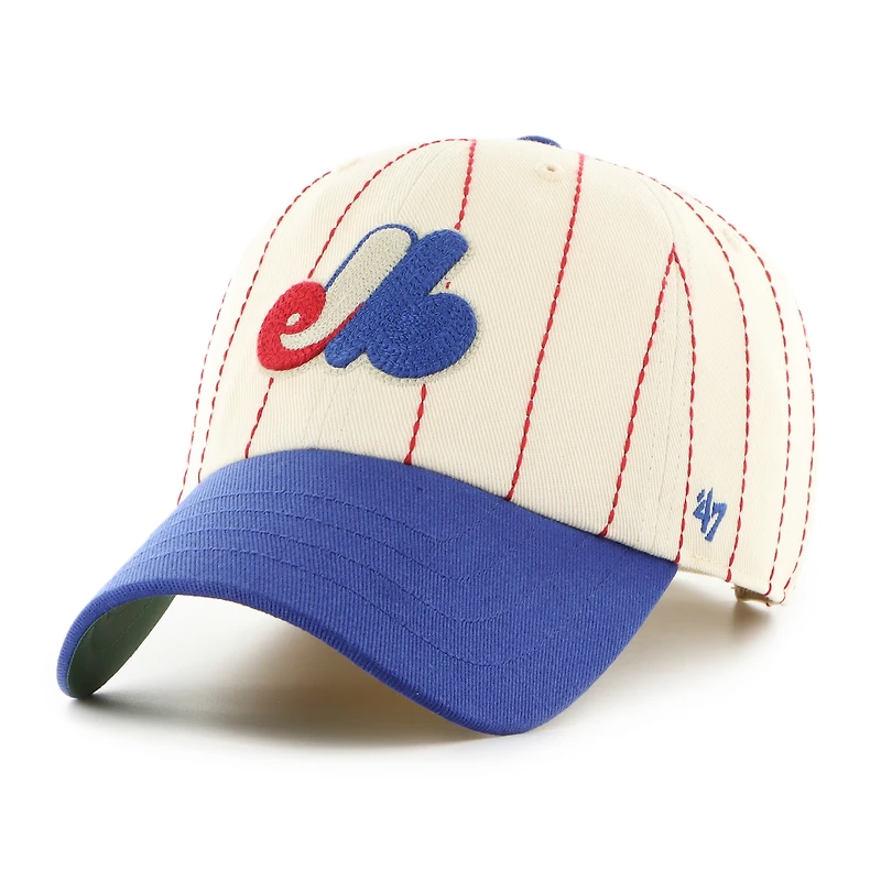 Men's '47 x Rawlings Natural/Royal Montreal Expos Pinstripe Clean Up Adjustable Hat
