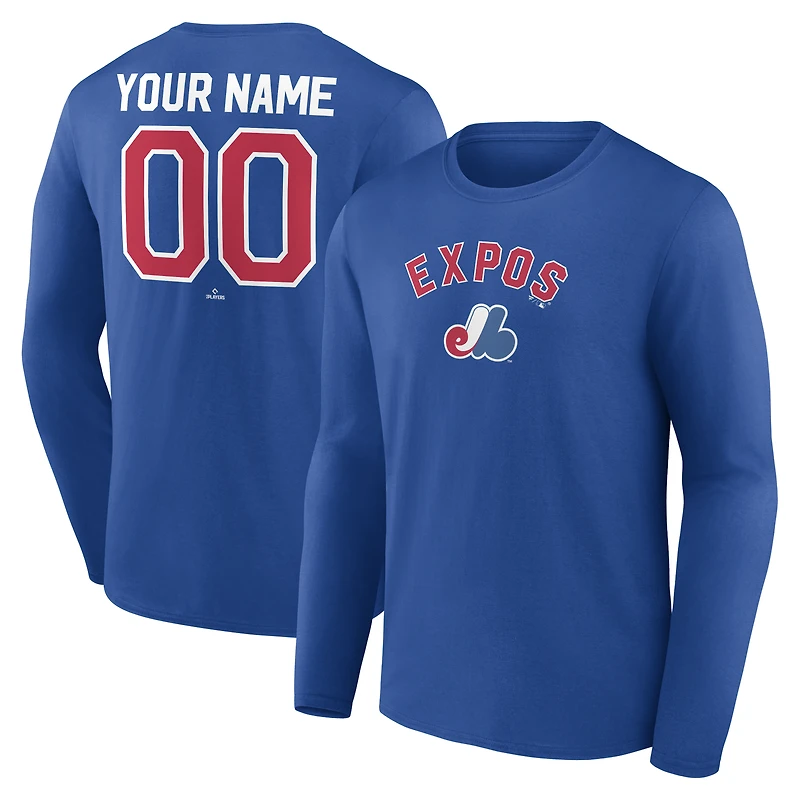 Men's Blue Montreal Expos Cooperstown Collection Winning Streak Custom Long Sleeve T-Shirt