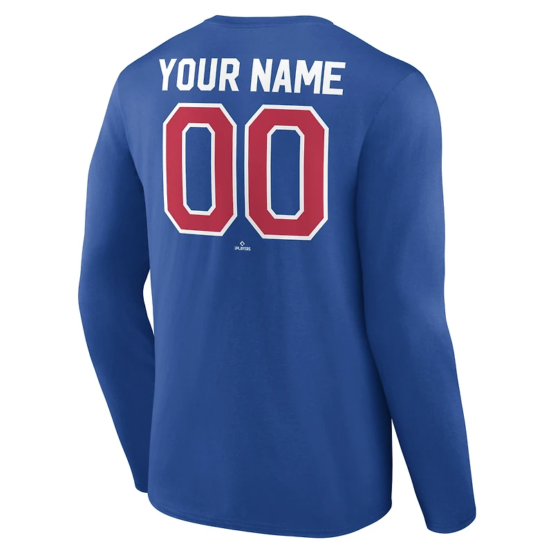 T-shirt à manches longues personnalisé bleu pour homme des Expos de Montréal, collection Cooperstown, série victoires