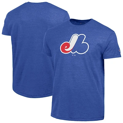 T-shirt Champion bleu pour homme, logo Cooperstown des Expos de Montréal, mélange trois matières