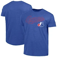 Men's Champion  Blue Montreal Expos Cooperstown Wordmark Lockup Tri-Blend T-Shirt