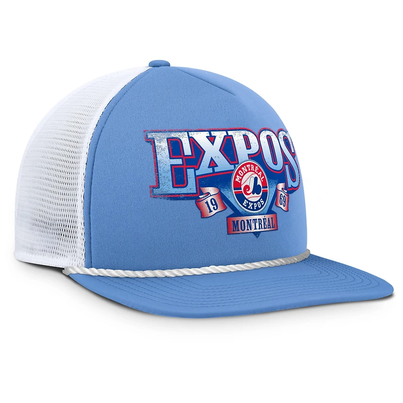 Casquette snapback Fanatics bleu clair/blanc Montréal Expos Collection Cooperstown Recall pour homme