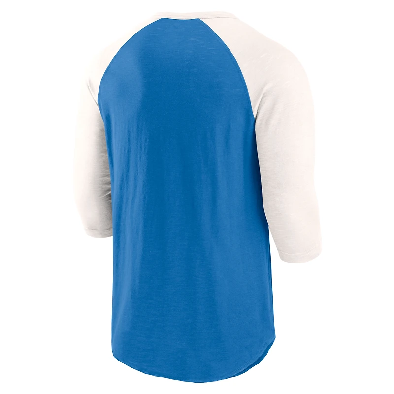 T-shirt à manches 3/4 Fanatics Royal/Cream pour hommes de la collection Cooperstown des Expos Montréal Historical Win Slub Raglan