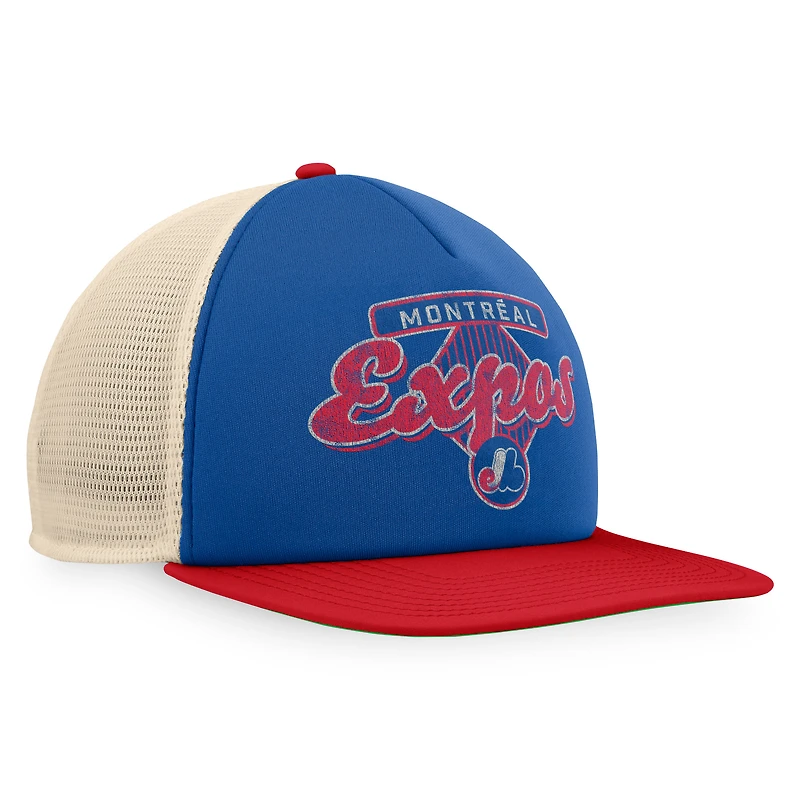 Men's Fanatics Royal/Red Montreal Expos Cooperstown Collection Talley Foam Trucker Snapback Hat
