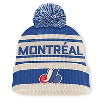 Men's Fanatics Royal Montreal Expos Tape Measure Cuffed Knit Hat with Pom