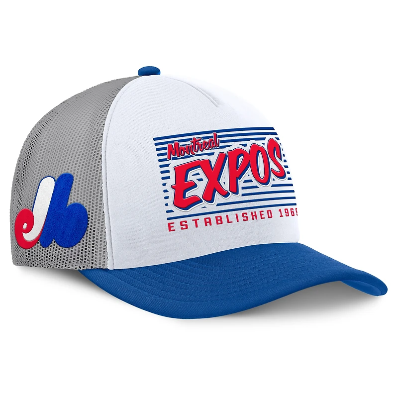 Men's Fanatics White/Blue Montreal Expos On Deck A-Frame Snapback Hat