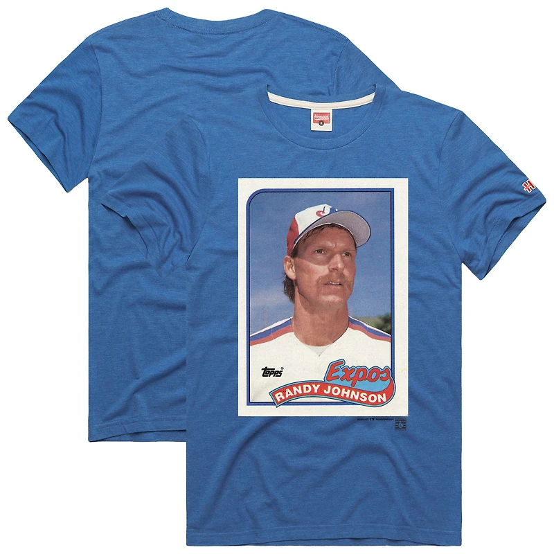 T-shirt homme hommage à Randy Johnson, carte de baseball Topps des Expos Montréal, en mélange trois matières