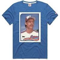 T-shirt homme hommage à Randy Johnson, carte de baseball Topps des Expos Montréal, en mélange trois matières