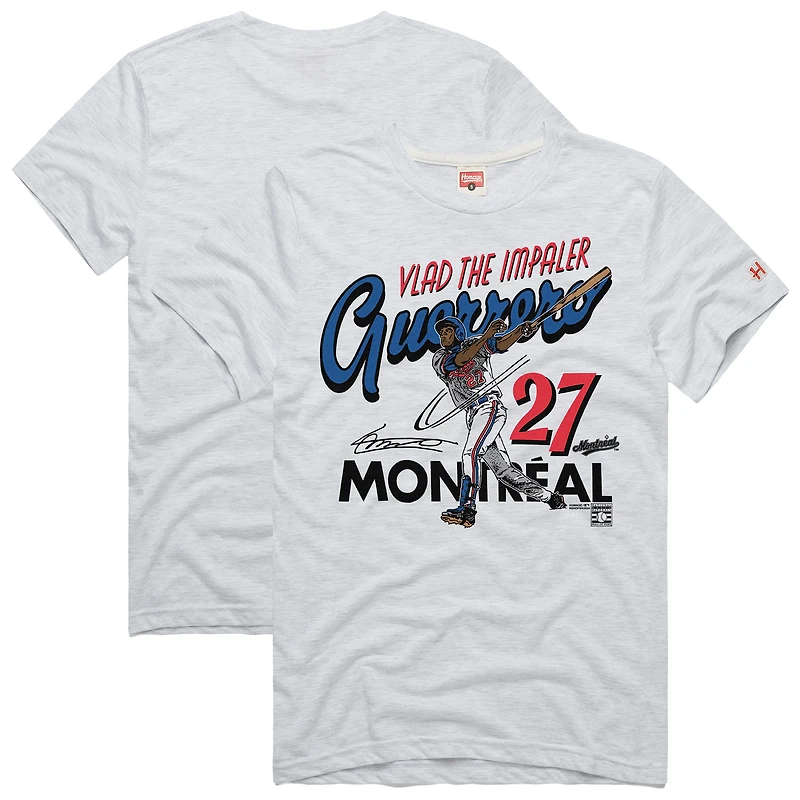 Men's Homage Vladimir Guerrero Ash Montreal Expos Graphic Player Tri-Blend T-Shirt