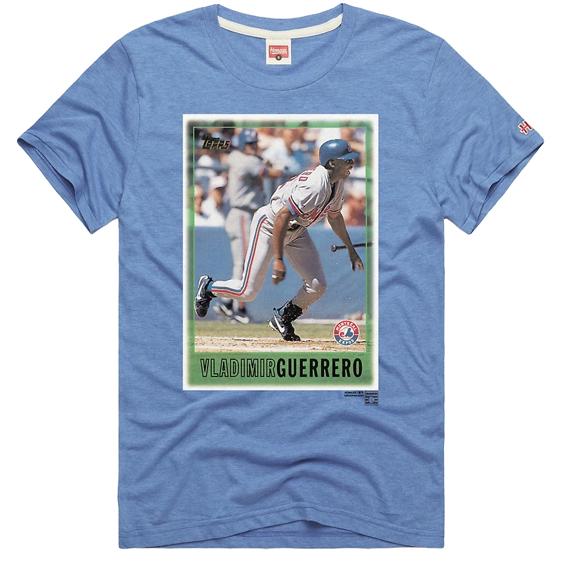 Men's Homage Vladimir Guerrero Light Blue Montreal Expos 1997 Topps Baseball Card Player Tri-Blend T-Shirt