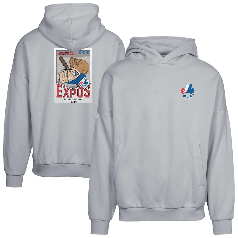 Men's Levelwear  Gray Montreal Expos Contact Pro Card Pullover Hoodie