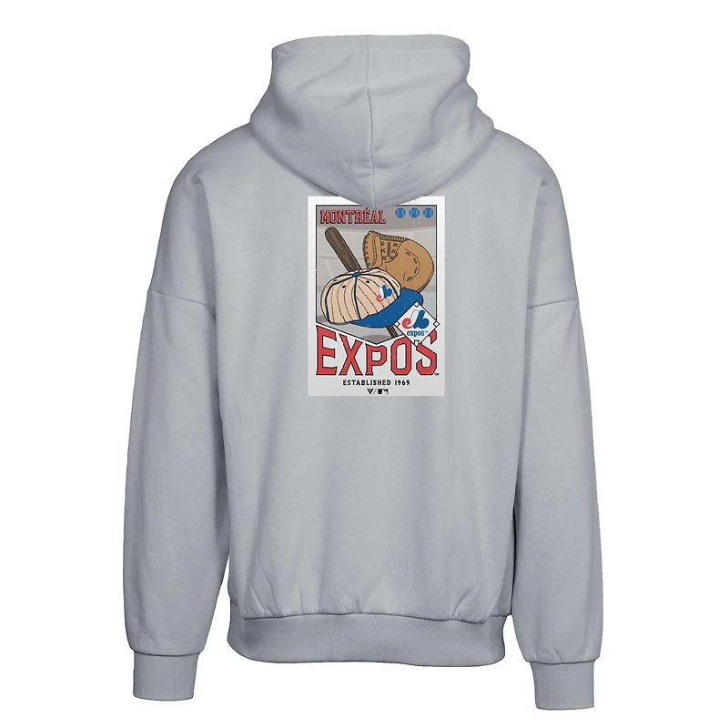 Men's Levelwear  Gray Montreal Expos Contact Pro Card Pullover Hoodie