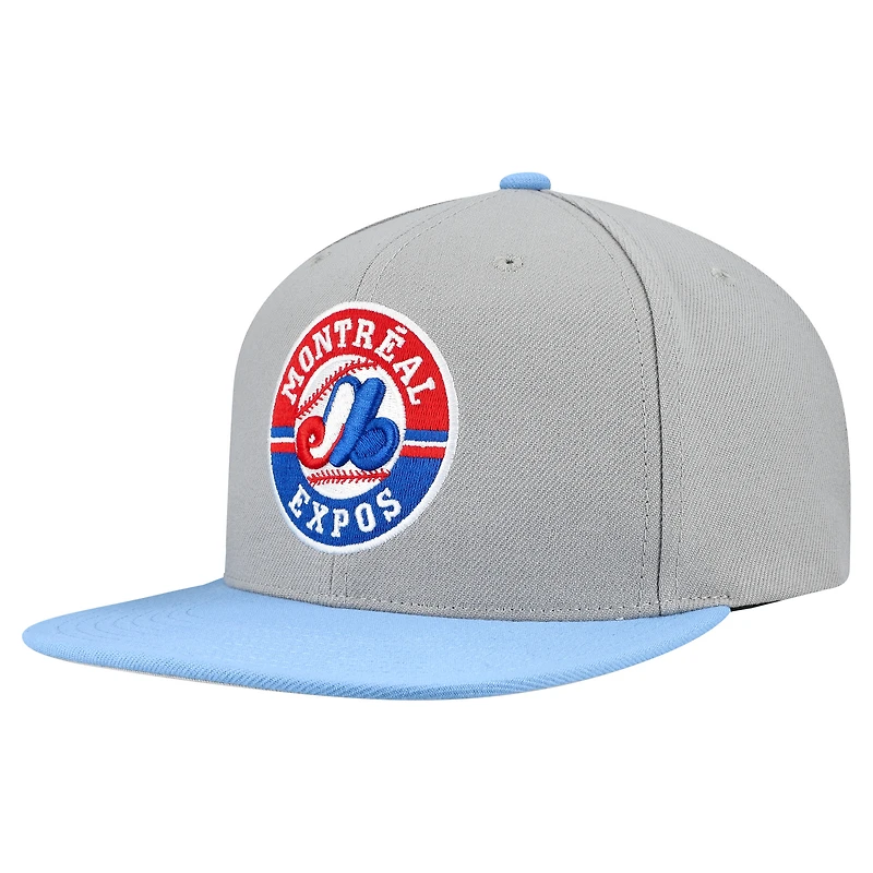 Casquette à rabat basique Mitchell & Ness grise pour homme, collection Cooperstown, Expos de Montréal