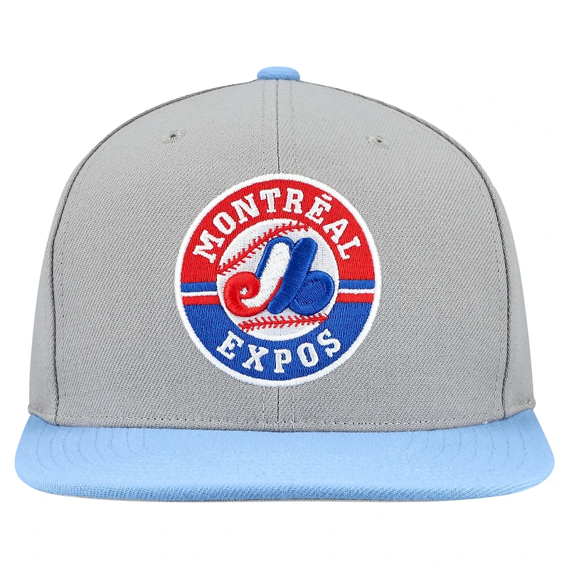 Casquette à rabat basique Mitchell & Ness grise pour homme, collection Cooperstown, Expos de Montréal