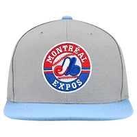 Casquette à rabat basique Mitchell & Ness grise pour homme, collection Cooperstown, Expos de Montréal