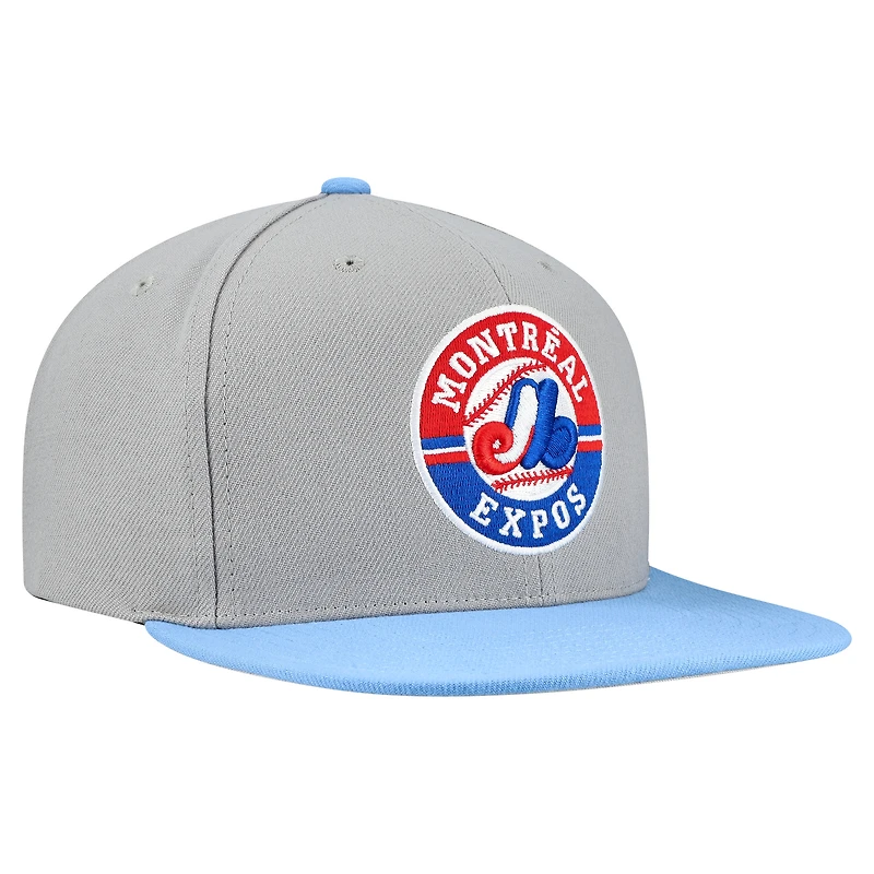 Casquette à rabat basique Mitchell & Ness grise pour homme, collection Cooperstown, Expos de Montréal