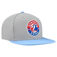 Casquette à rabat basique Mitchell & Ness grise pour homme, collection Cooperstown, Expos de Montréal