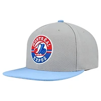 Casquette à rabat basique Mitchell & Ness grise pour homme, collection Cooperstown, Expos de Montréal