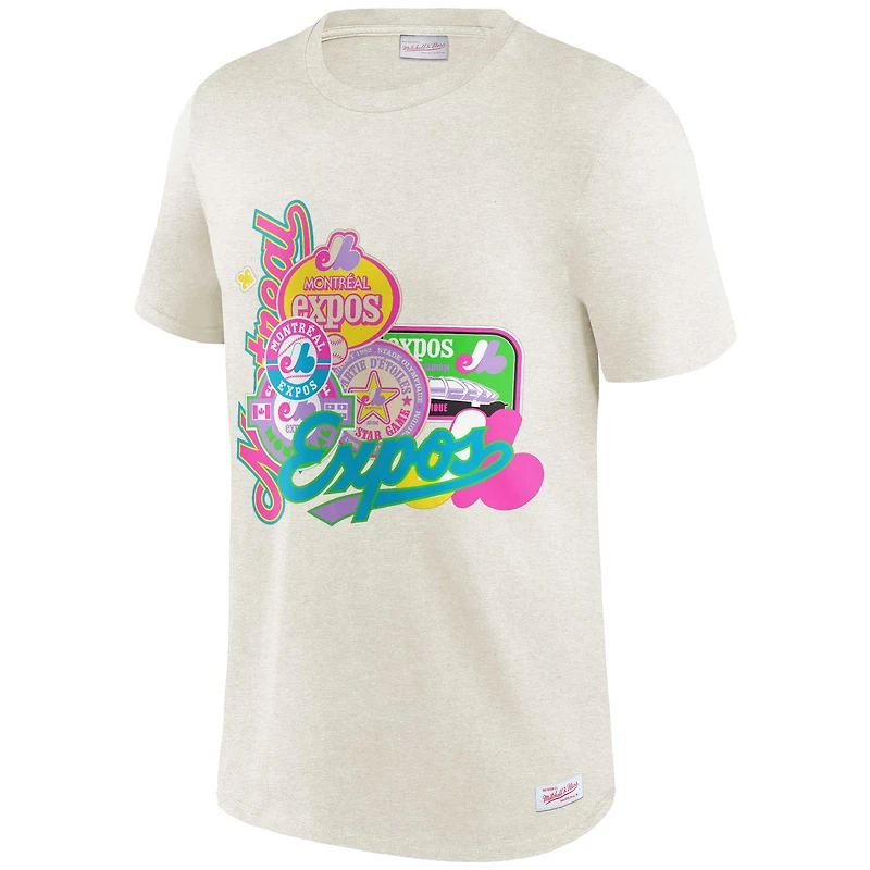 Men's Mitchell & Ness Oatmeal Montreal Expos Cooperstown Collection Party Mix T-Shirt