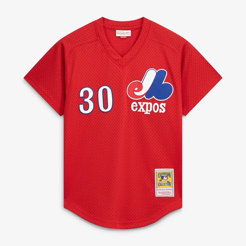 Maillot d'entraînement au bâton authentique Mitchell & Ness Tim Raines rouge écarlate des Expos de Montréal pour homme